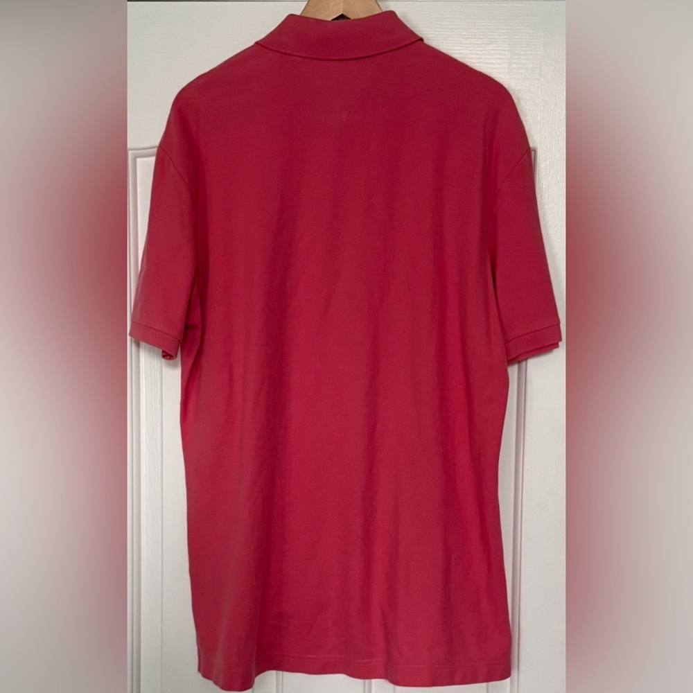 Tommy Hilfiger Men's L Pink Polo Shirt 100% Cotton Flag Logo Preppy - Picture 11 of 13